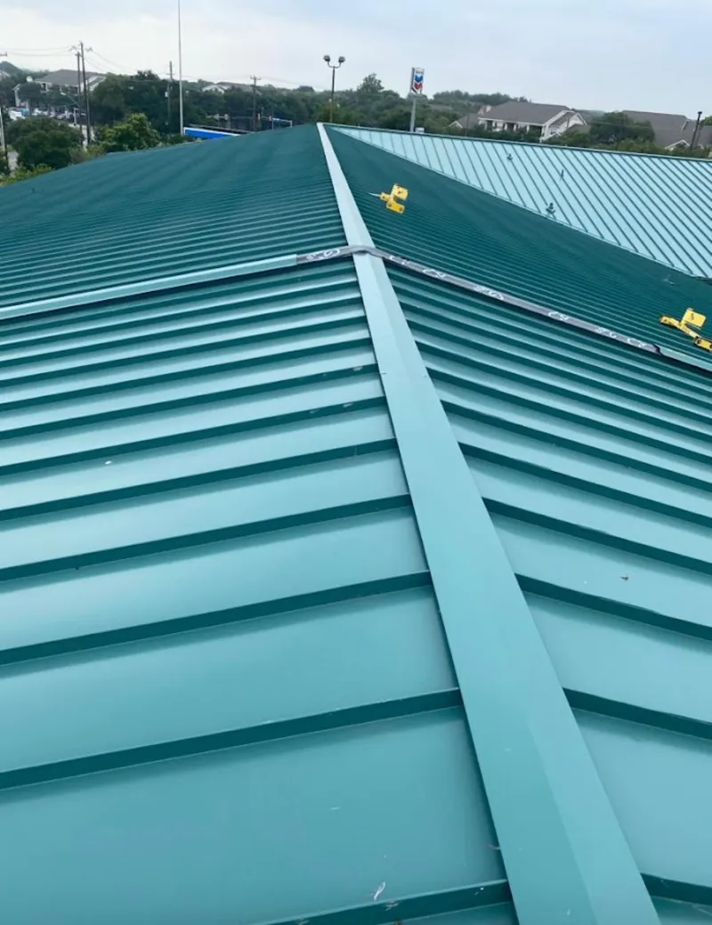 Green commercial metal roof ridge and valley for Metal Roof Repair in Dunwoody